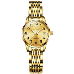 OLEVS 6666N Stainless Steel Mechanical Big Numeral Watch for Women