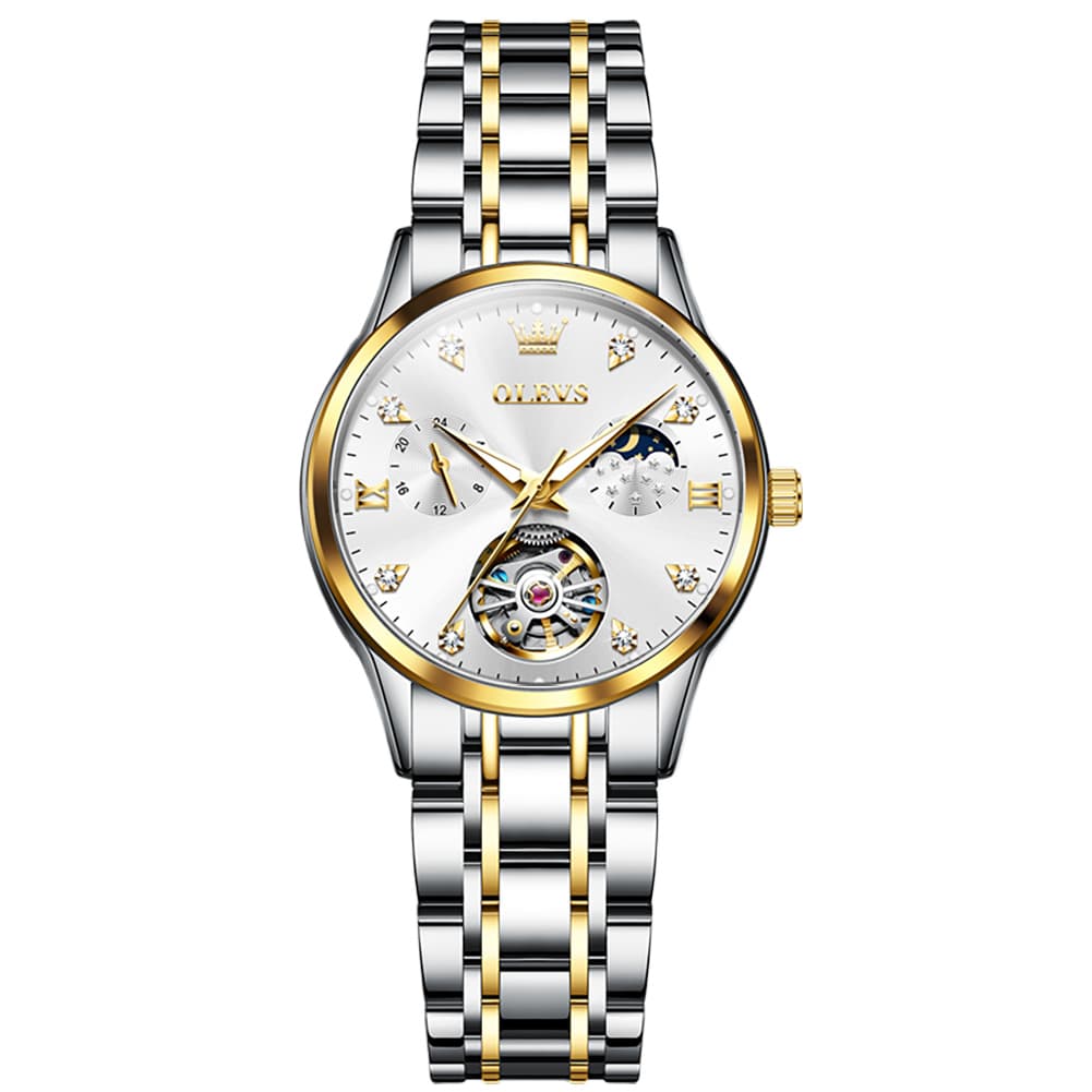 OLEVS 6608 Automatic Mechanical Open Heart Watch for Women