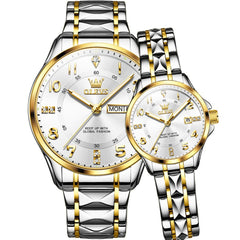 OLEVS 2910 Diamond Day Date Couples Watch Set Men Women