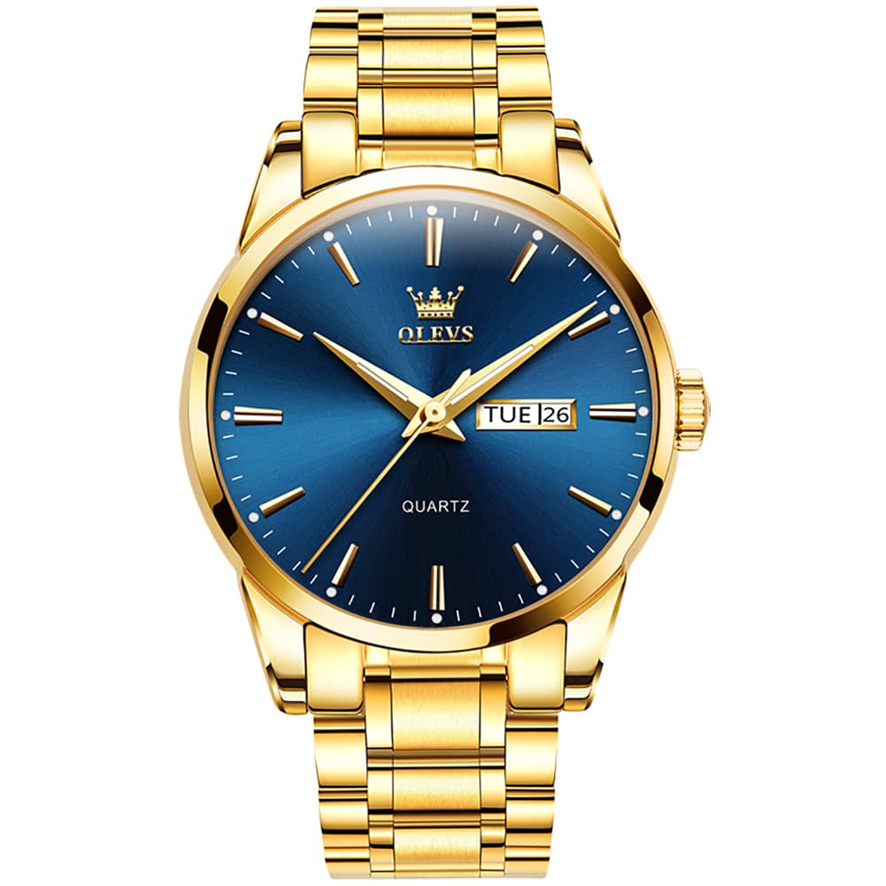 OLEVS 6898 Ultra Thin Day Date Watch Stainless Steel Quartz Casual Timepiece for Men