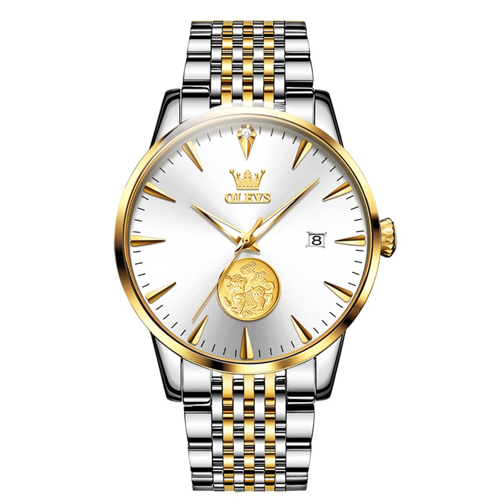 OLEVS 6665 Stainless Steel Pi Xiu Lucky Mechanical Watch for Men