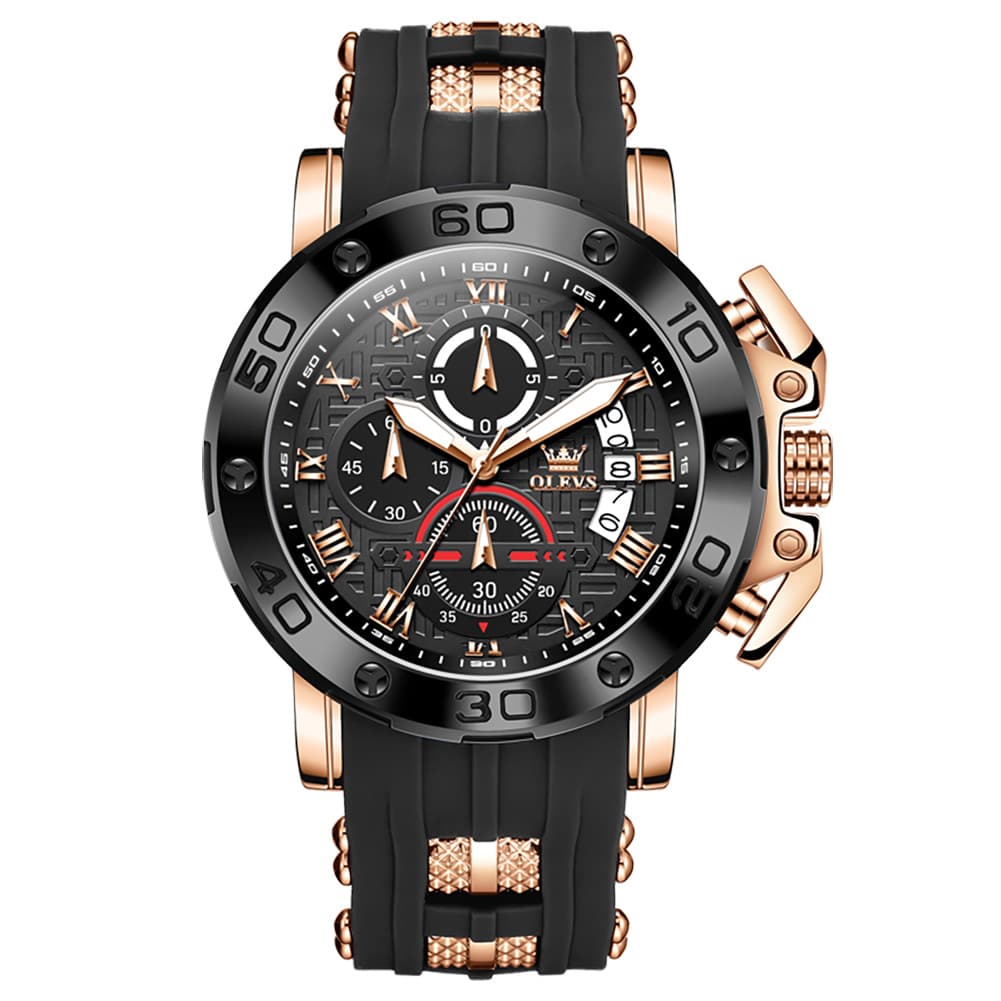 OLEVS 9986 Oversized Chronograph Silicone Strap Watch for Men