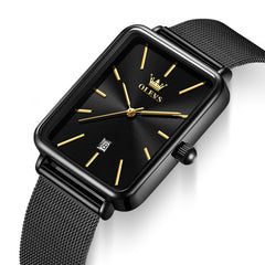 OLEVS 3692 Rectangle Minimalist Mesh Mens Dress Watch
