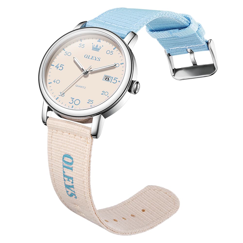 OLEVS 2997 Nylon Strap American Vintage Quartz Watch for Men and Women