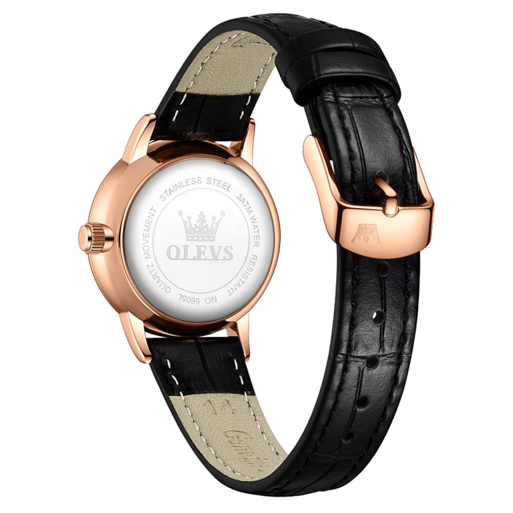 OLEVS Women Starry Sky Watch Diamond Bezel Leather Strap Quartz 5605
