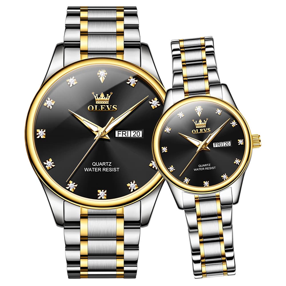 OLEVS 3612Q Diamond Dial Quartz Couple Watches Set