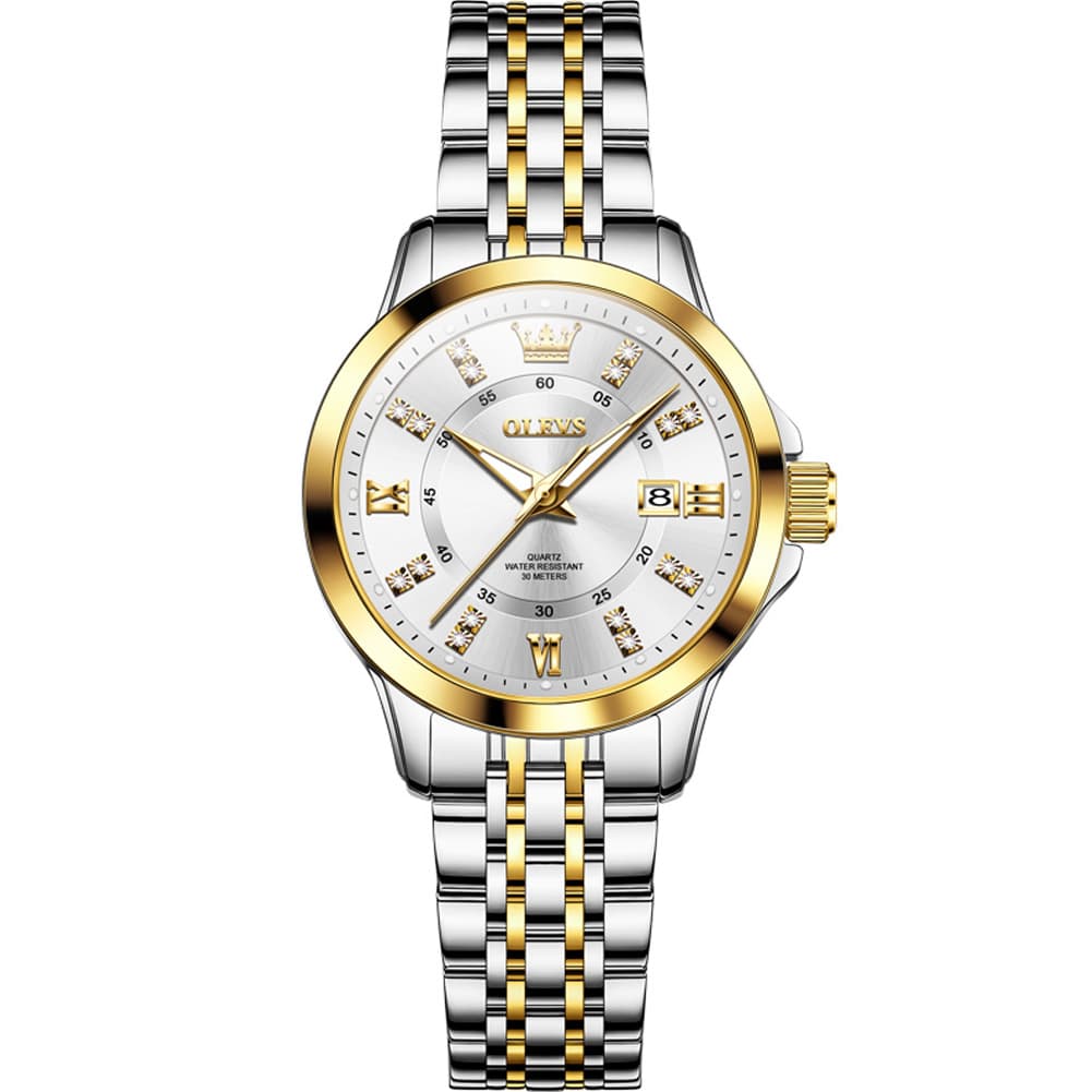 OLEVS 3620 Classic Diamond Quartz Steel Watch for Women