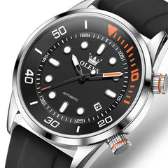 OLEVS 6751 Dive Style Silicone Strap Mechanical Watch for Men