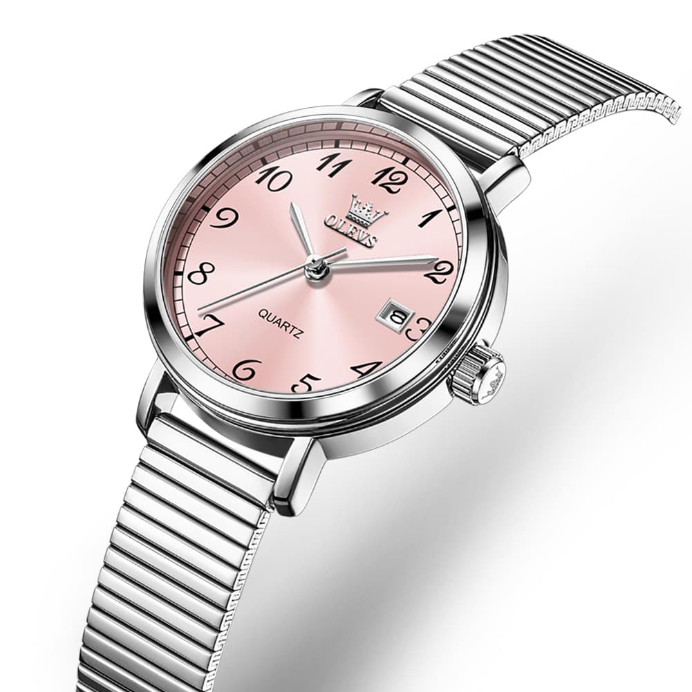 OLEVS Petite Minimalist Mesh Watch with Date 7130 for Women