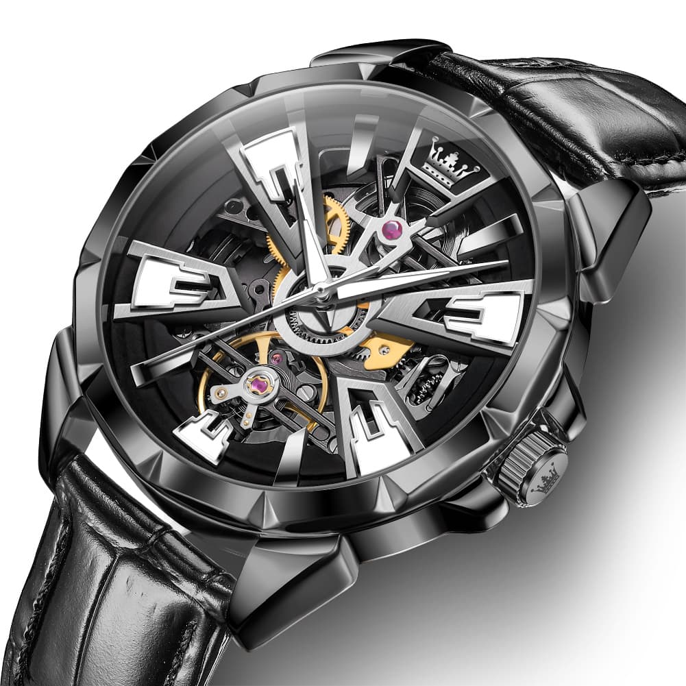 OLEVS 7051 Skeleton Racing Mechanical Watch For Men