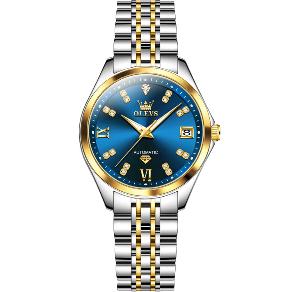 OLEVS Diamond Dial Automatic Mechanical Watch 9801 Date Display for Women