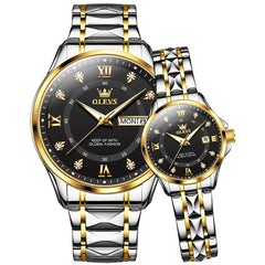 OLEVS 2906 Diamond Day Date Couples Watch Set Men Women