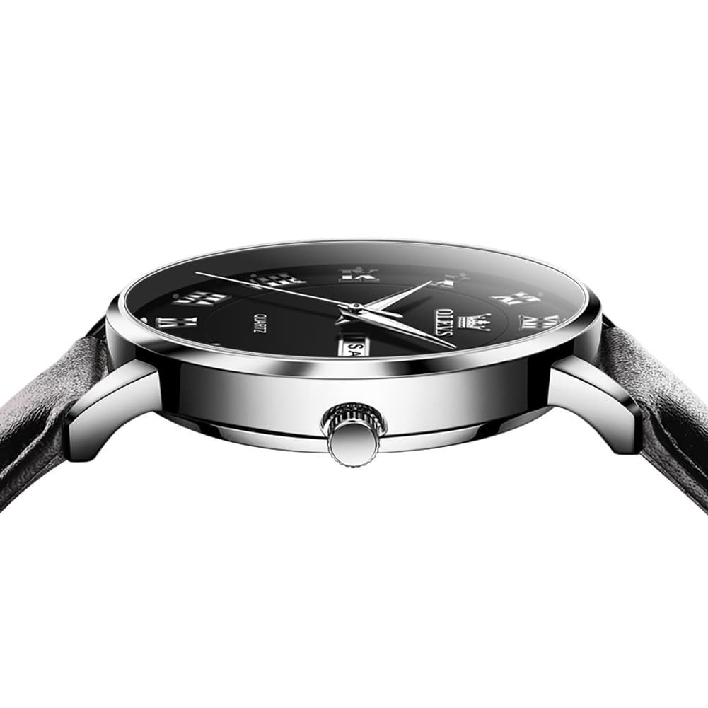OLEVS 2920 Ultra Light Leather Day Date Quartz Watch for Men