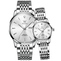 OLEVS 6635 Stainless Steel Automatic Mechanical Couple Watches