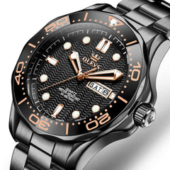 OLEVS 3738 Wave Dial Dive Style Quartz Watch for Men