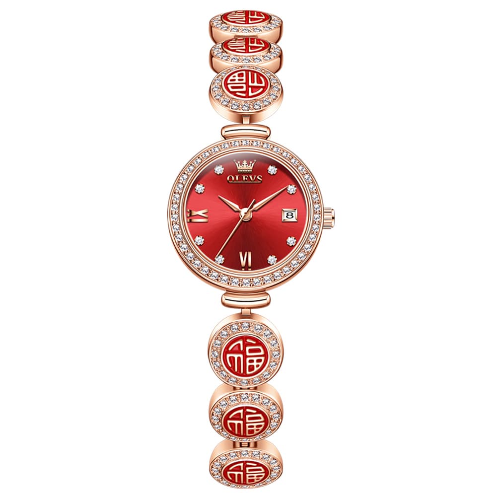 OLEVS Women Lucky Charm Watch Petite Diamond Bracelet Date Quartz 5630