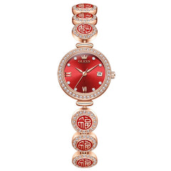 OLEVS Women Lucky Charm Watch Petite Diamond Bracelet Date Quartz 5630