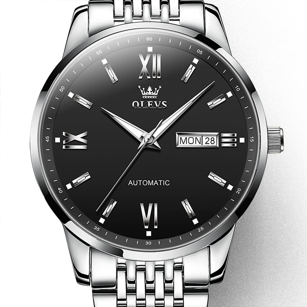 OLEVS 6777 Minimalist Day Date Mechanical Watch for Men