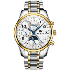 OLEVS 6667 Stainless Steel Mechanical Moon Phase Watch for Men
