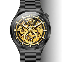 OLEVS 6722 Integrated Geometry Full Skeleton Mechanical Watch For Men