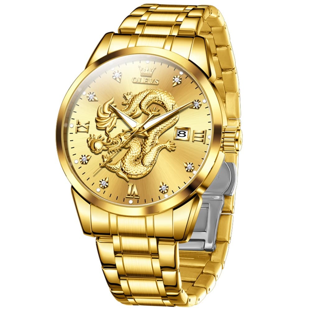 OLEVS 3619 3D Dragon Quartz Watch for Men