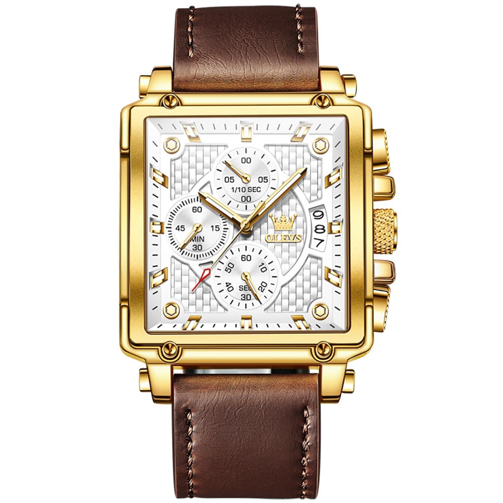 OLEVS 9925 Riveted Square Chronograph Watch for Men
