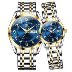 OLEVS 3666 Quartz Luminous Matching Watches For Couples