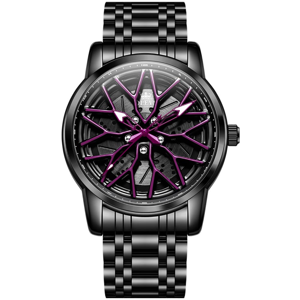 OLEVS 3701 Racing Wheel Openwork Sport Mens Quartz Watch