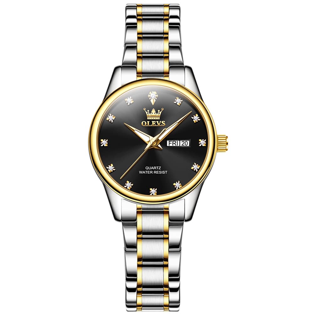 OLEVS 3612 Diamond Dial Quartz Steel Watch for Women