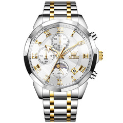OLEVS 3675 Quartz 3D Rhombic Roman Chronograph Watch For Men