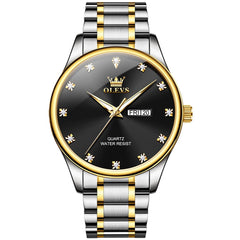 OLEVS 3612 Diamond Dial Quartz Steel Watch for Men