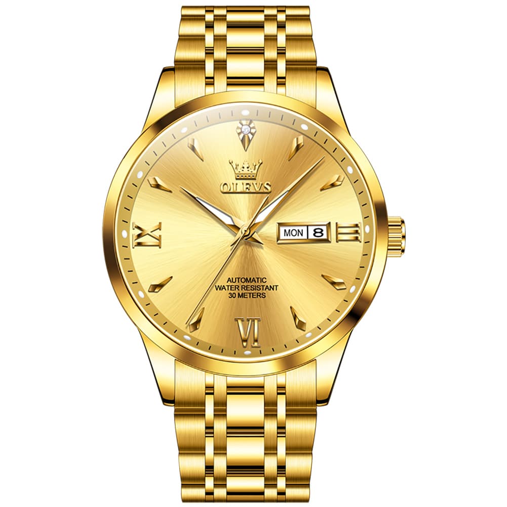 OLEVS Diamond Dial Day Date Automatic Mechanical Watch 9956 for Men