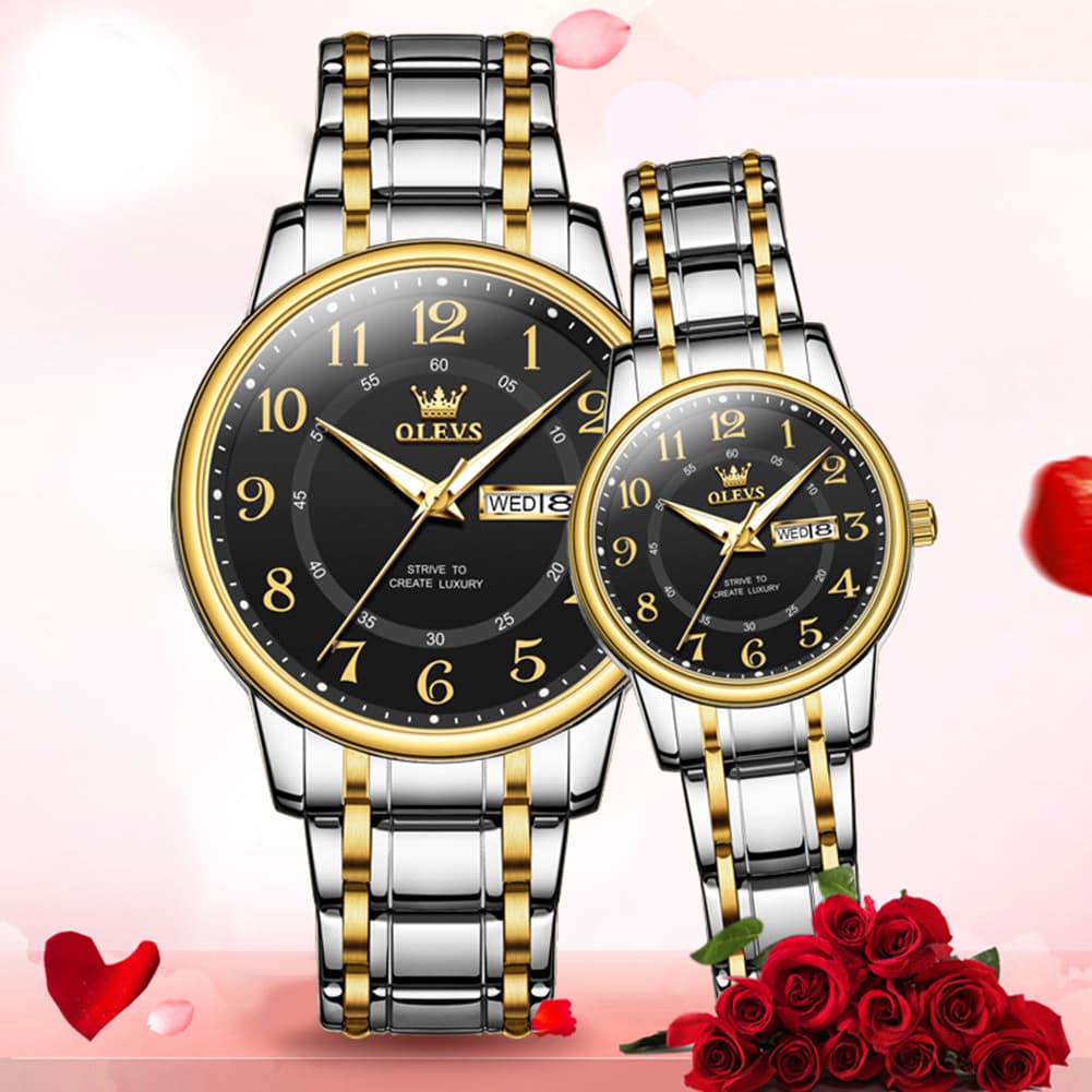 OLEVS 2891 Classic Digital Dial Couples Watch Set for Men Women