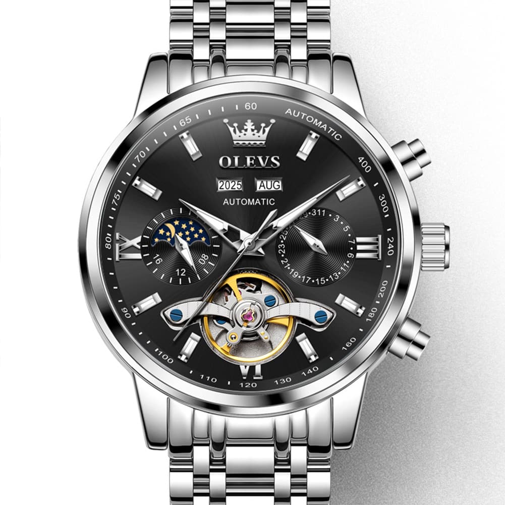 OLEVS 6740 Skeleton Flywheel Mechanical Watch for Men