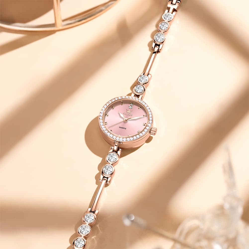 OLEVS 5670 Crystal Bracelet Watch Dainty Bangle Zircon Bezel Quartz Jewelry Timepiece for Women