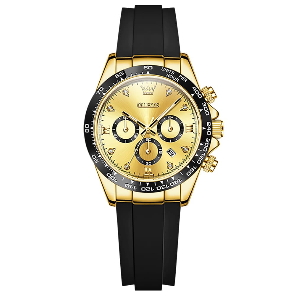 OLEVS Women Chronograph Watch Silicone Sport Strap Date Quartz 5618