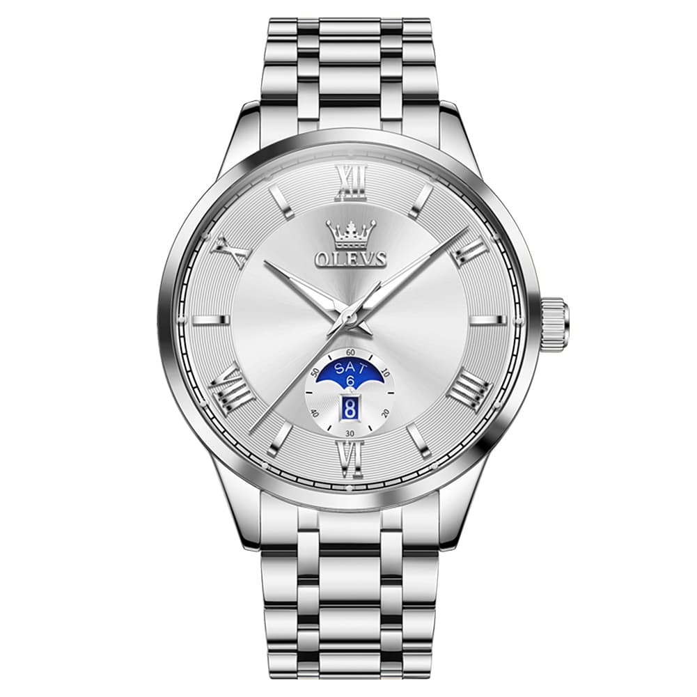 OLEVS 3638 Moon Phase Quartz Steel Watch for Men