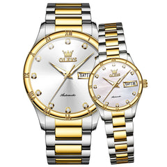 OLEVS 7030 Automatic Mechanical Couples Watch Set