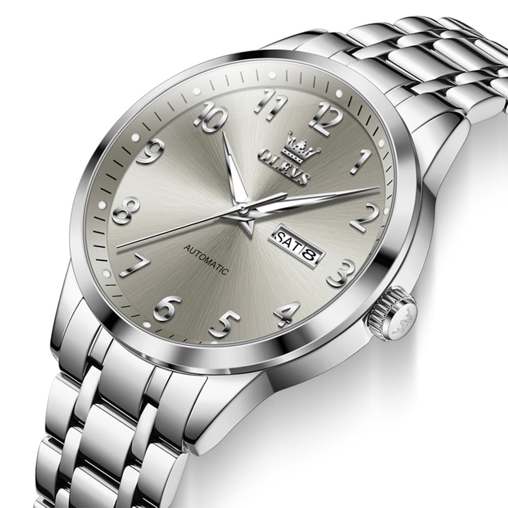 OLEVS 7078 Arabic Numeral Dual Calendar Automatic Watch For Men