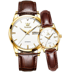 OLEVS 6629 Minimalist Mechanical Couple Watches Set