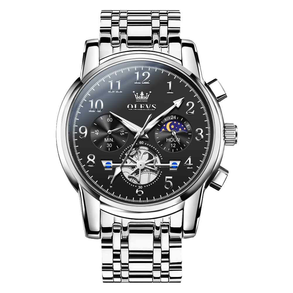OLEVS 2900 Steel Chronograph Moon Phase Watch for Men