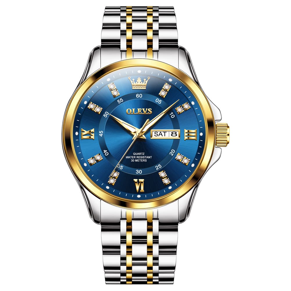 OLEVS 3620 Classic Diamond Quartz Steel Watch for Men