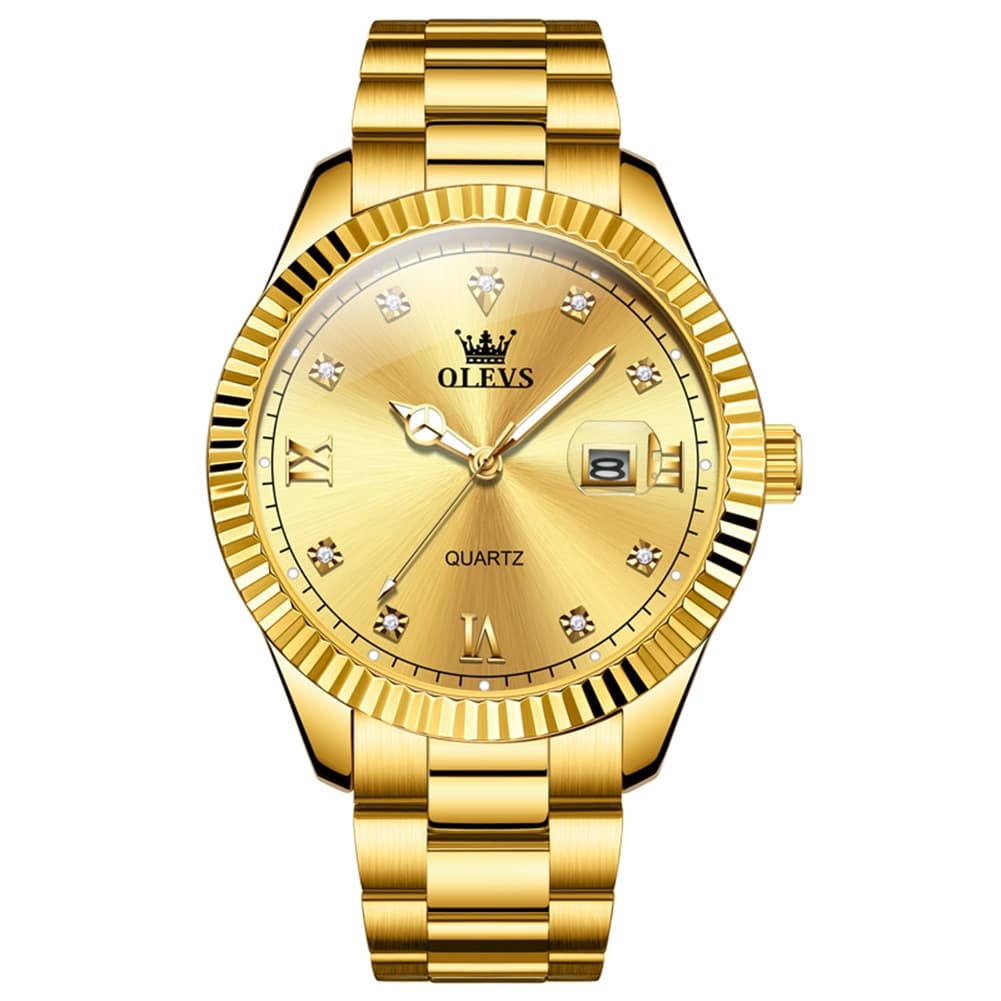 OLEVS 3623 Fluted Bezel Diamond Quartz Watch for Men