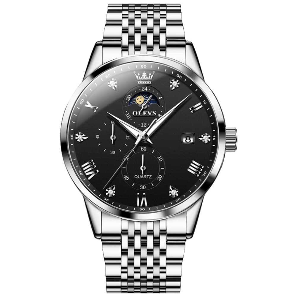 OLEVS 2925 Luminous Moon Phase Quartz Watch for Men