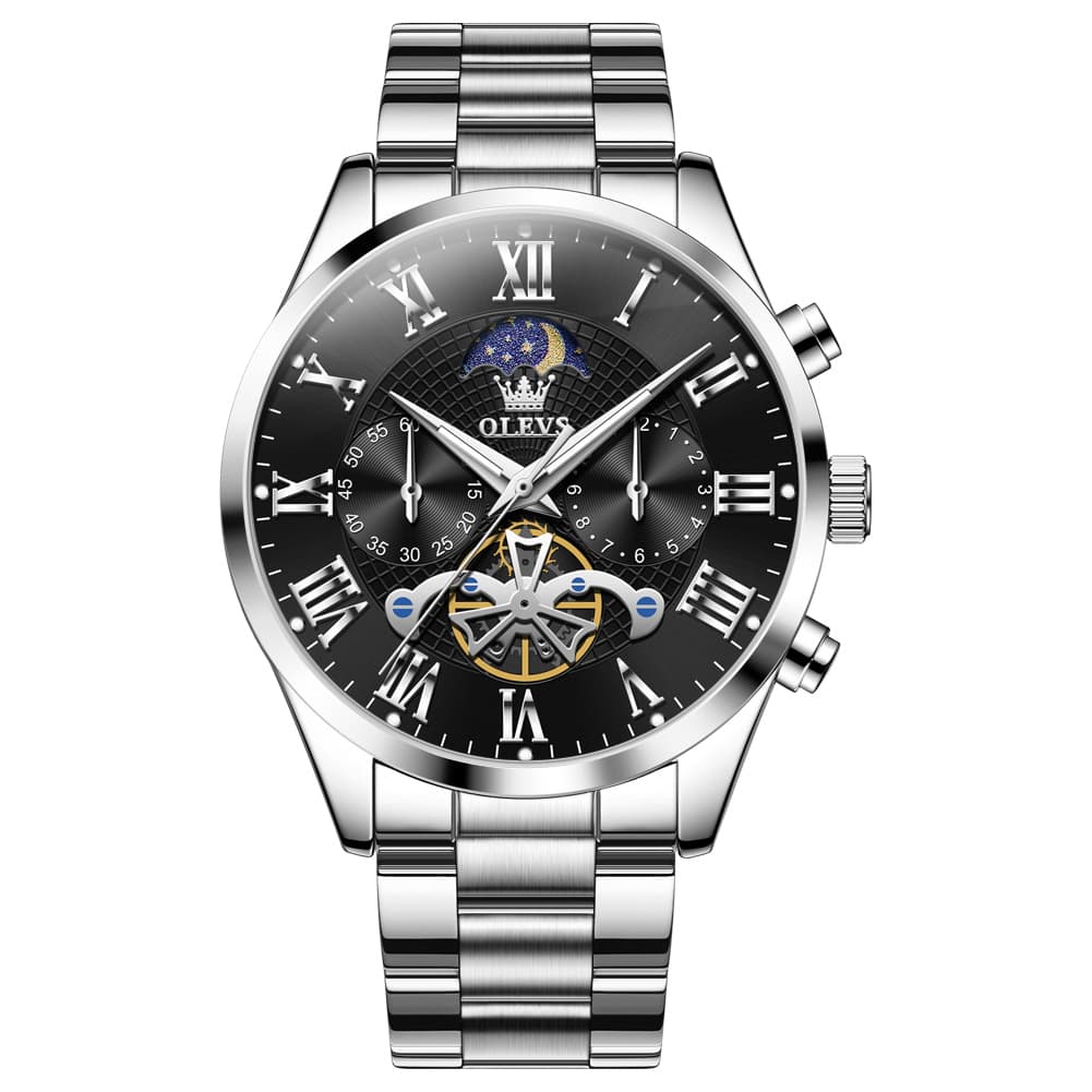 OLEVS 3640 Open-Heart Moon Phase Quartz Watch for Men