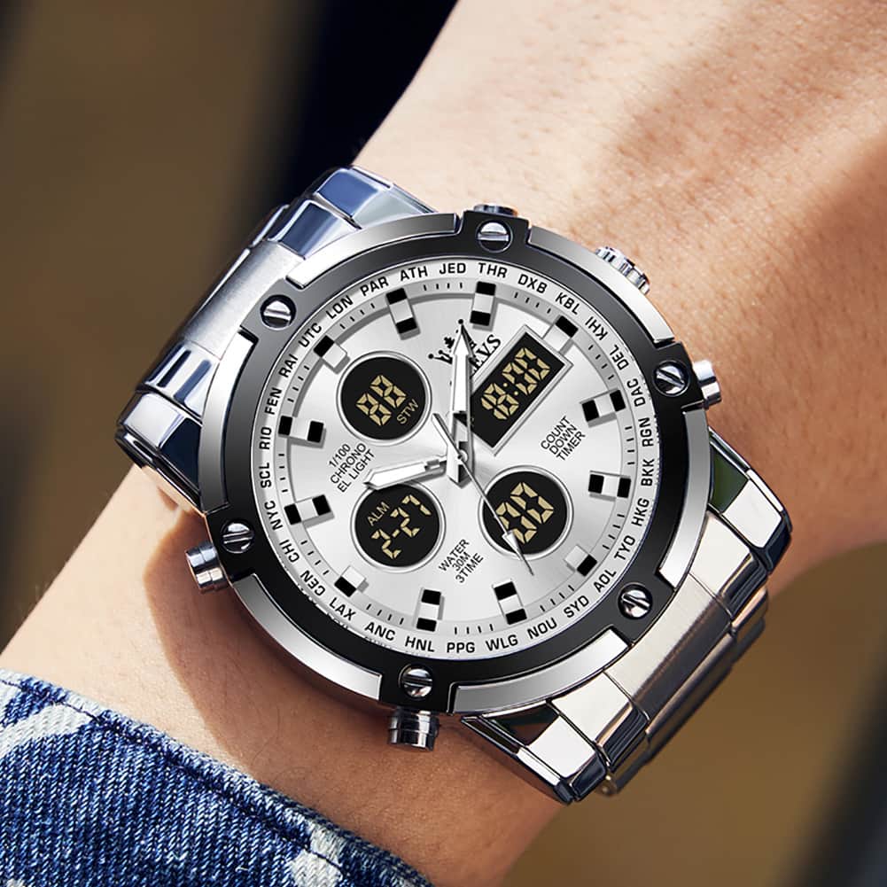 OLEVS 1106 Heavy Duty Dual Display Chronograph Watch for Men