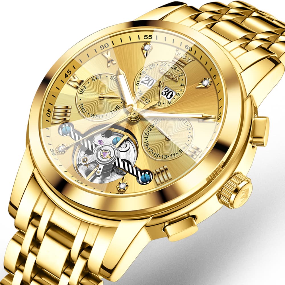 OLEVS 3D Diamond Cut Skeleton Automatic Watch 7121 for Men