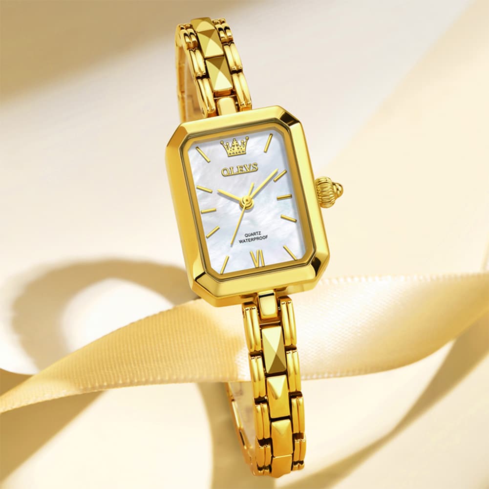 OLEVS 3691 Petite Rectangle Quartz Womens Watch Stainless Steel