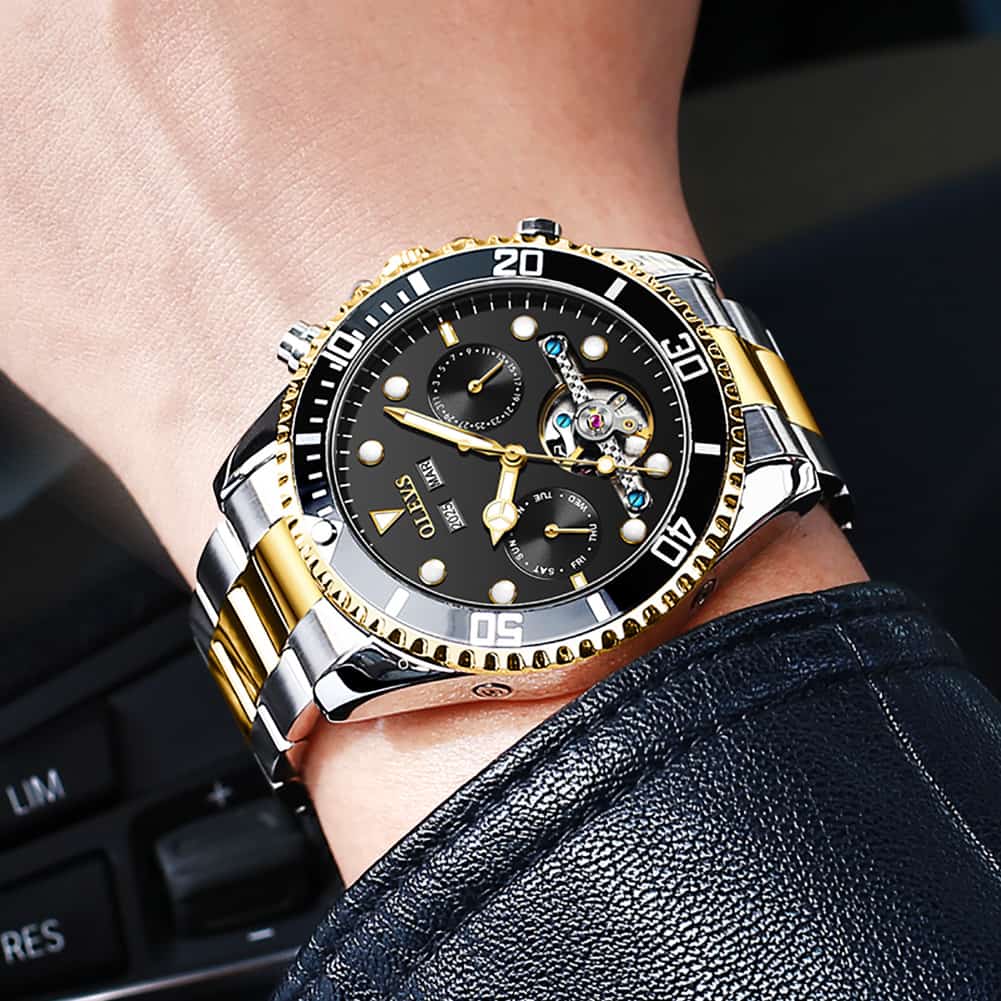 OLEVS 6605 Classic Open Heart Automatic Dive Style Watch for Men