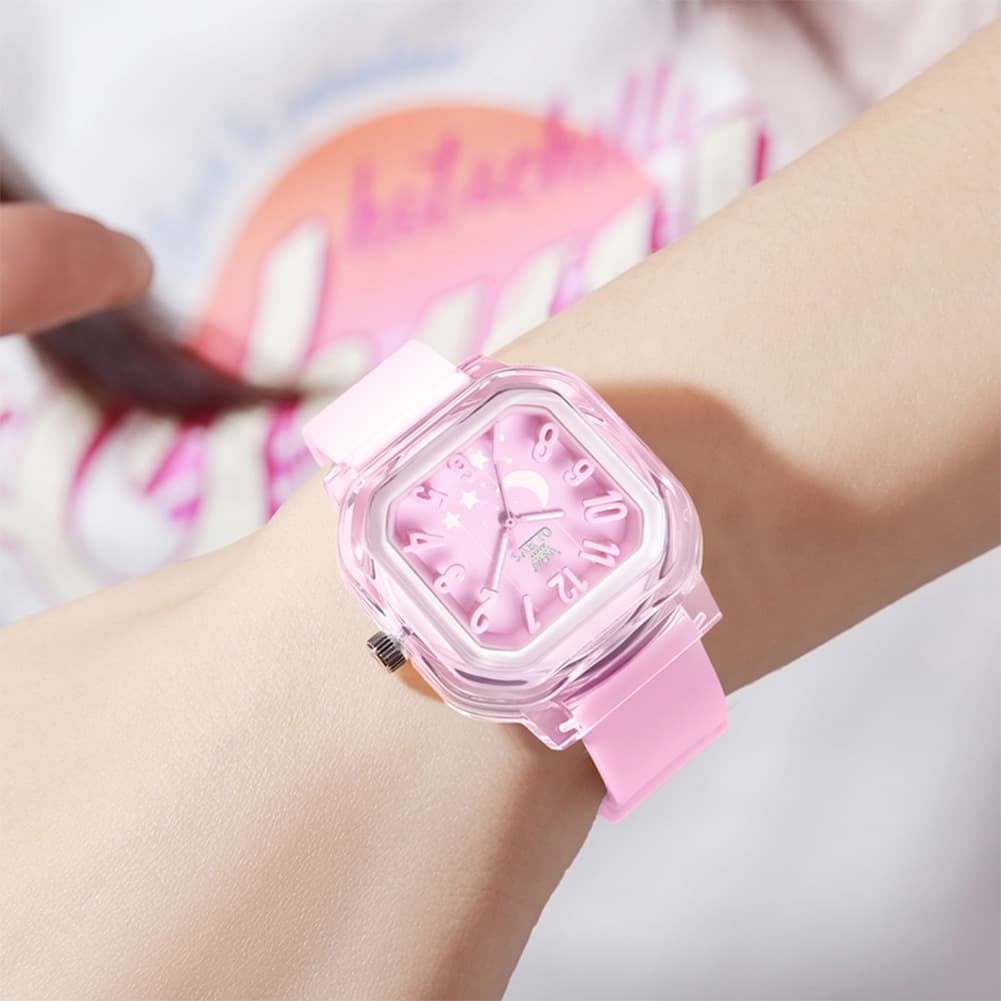 OLEVS 3711 Dreamy Moon Star Transparent Silicone Womens Student Watch
